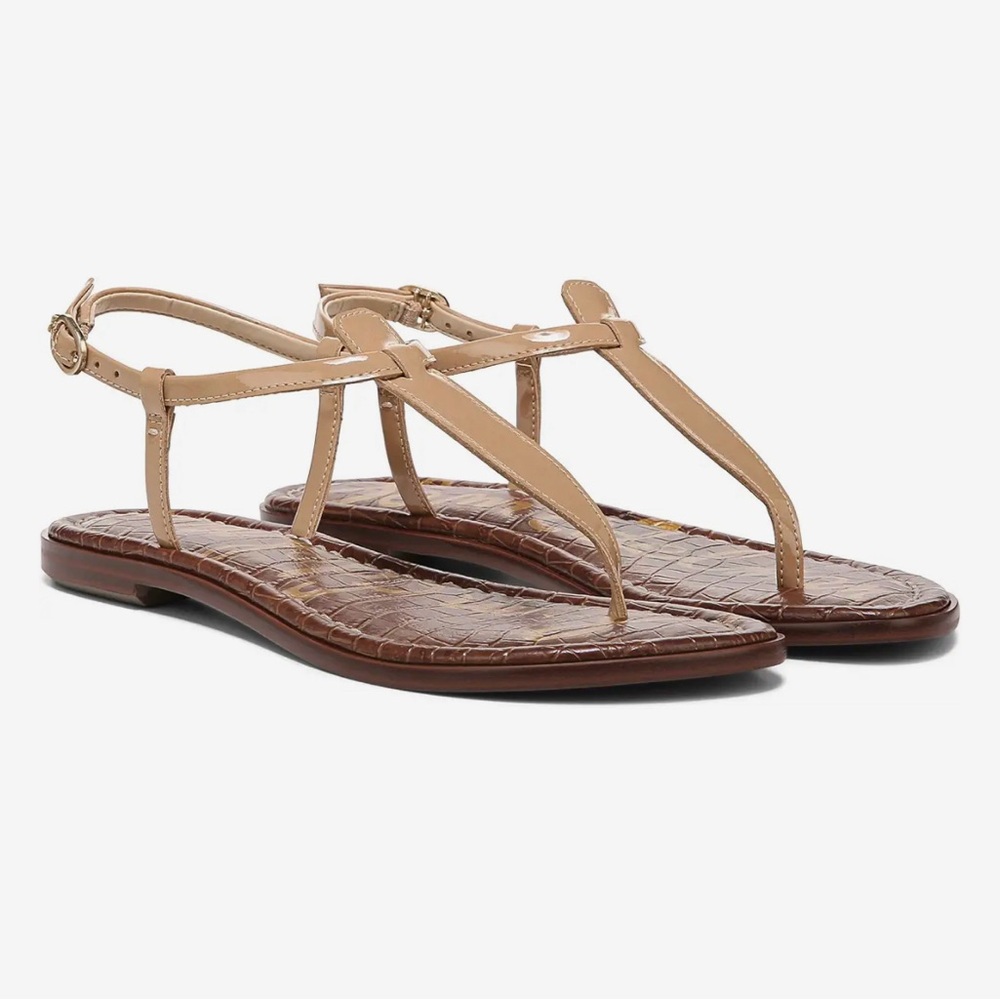 Sam Edelman Gigi sandal, size 11, nude patent leather, Almond color